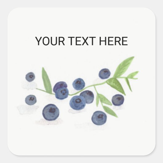 Sticker Carré Myrtilles cuisine à l'aquarelle rustique  (Devant)
