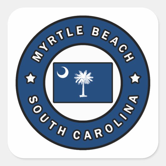 Sticker Carré Myrtle Beach Caroline du Sud (Devant)
