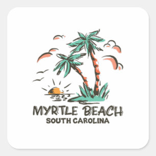 Sticker Carré Myrtle Beach - South Carolina - Sunset