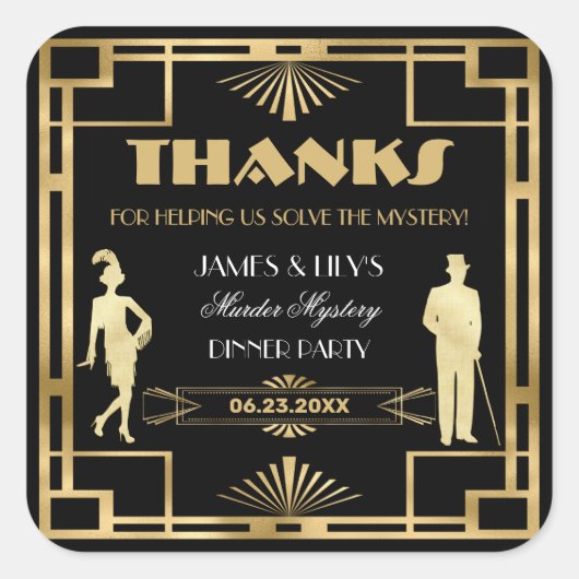 Sticker Carré Mystère policier Gatsby à l'âge d'or Art déco anné (Devant)