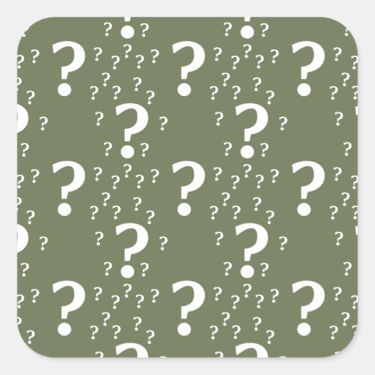 Sticker Carré Mystère question marque énigme puzzle vert olive (Devant)