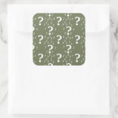 Sticker Carré Mystère question marque énigme puzzle vert olive (Sac)