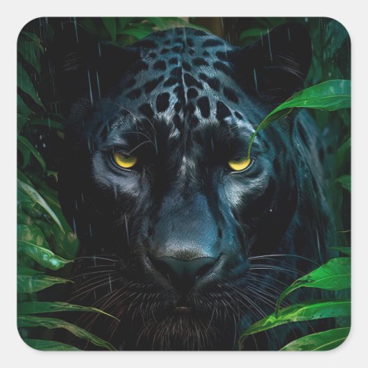 Sticker Carré Mystérieux Black Panther Jungle Faune Design (Devant)