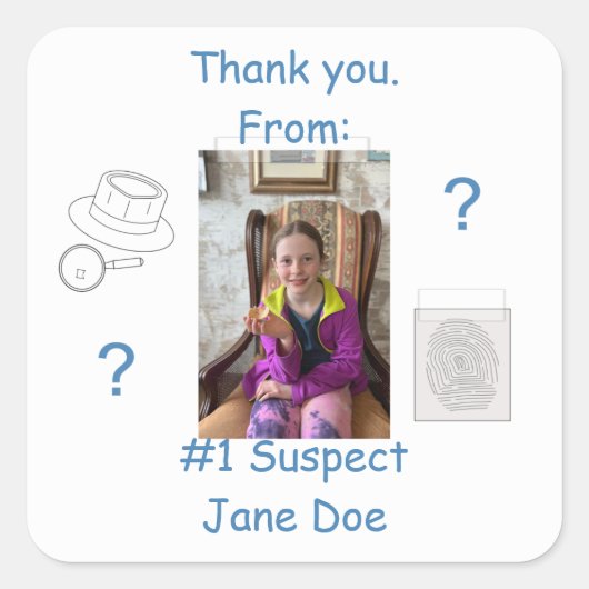 Sticker Carré Mystery Crime Solutionner Preuve Board Merci (Devant)