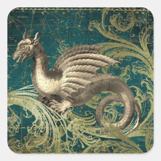 Sticker Carré Mystic Dragon & Star Map (Devant)