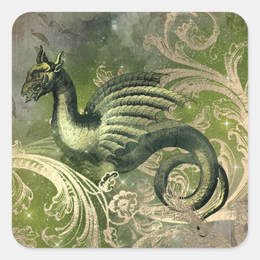 Sticker Carré Mystic Green Dragon (Devant)