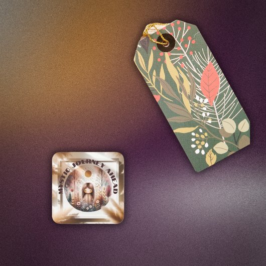 Sticker Carré Mystic Journey Ahead, Boho en brun et noir |