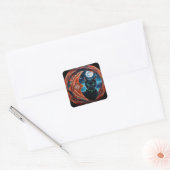 Sticker Carré Mystical Black Cat Celestial Mandala (Enveloppe)