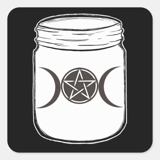 Sticker Carré Mystical Magic Moons Mason Jar Halloween Party (Devant)