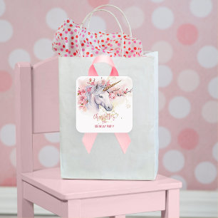 Sticker Carré Mystical Unicorn Floral Girl 7e fête d'anniversair