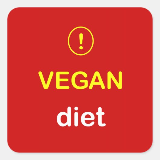 Sticker Carré n4 - Alerte alimentaire ~ DIET VEGAN. (Devant)