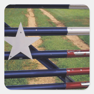 Sticker Carré N.A., Etats-Unis, le Texas, lac Buchanan, drapeau