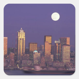 Sticker Carré N.A., États-Unis, Washington, Seattle Skyline de S