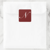 Sticker Carré N Monogramme blanc sur rouge foncé (Sac)