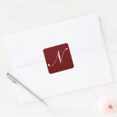 Sticker Carré N Monogramme blanc sur rouge foncé (Enveloppe)