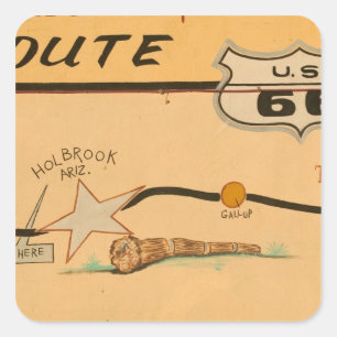 Sticker Carré NA, États-Unis, Arizona, Holbrook Route 66 fresque