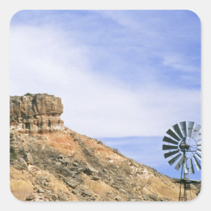 Sticker Carré NA, États-Unis, Texas Moulin à vent et falaises de