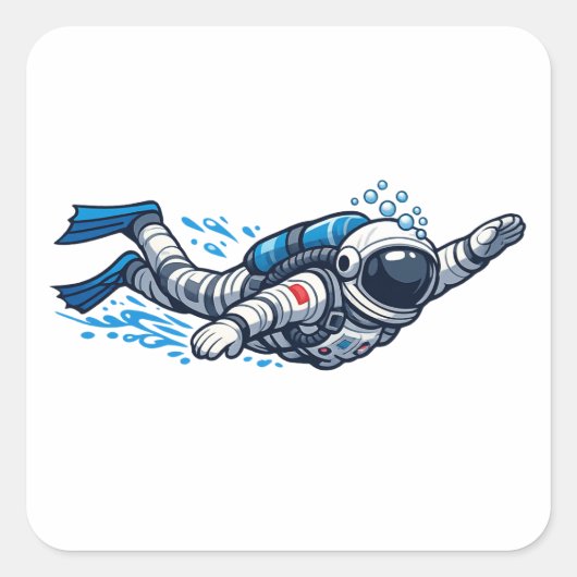 Sticker Carré Nage astronaute (Devant)