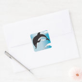 Sticker Carré Nager Avec Les Dauphins (Enveloppe)