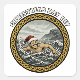 Sticker Carré Nageur du bain de Noël