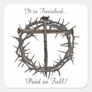 STICKER CARRÉ NAÏLES DE PÂQUES ET COURONNE DU CHRIST