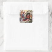 Sticker Carré Naissance du Christ Icône chrétienne orthodoxe (Sac)