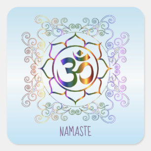 Sticker Carré Namaste Aum (Om) Lotus Prismatic Ornamental