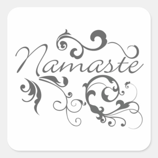 Sticker Carré Namaste dans les tourbillons gris foncé (Devant)