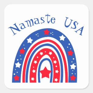 Sticker Carré Namaste USA Patriotic Rainbow