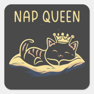 Sticker Carré Nap Queen Cat - Embrace Feline Relaxatio