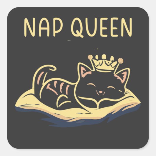 Sticker Carré Nap Queen Cat - Embrace Feline Relaxatio (Devant)