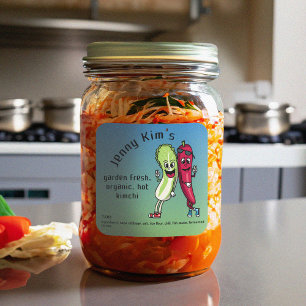 Sticker Carré Napa et Pepper Pals Drôle Cartoon Carré Kimchi