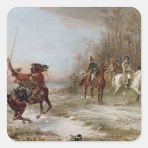 Sticker Carré Napoléon's Peril at Brienne-le-Chateau, c.1891 (oi