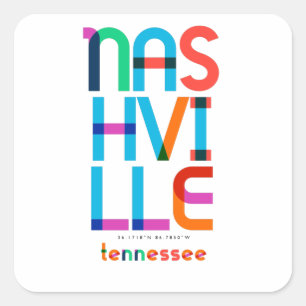 Sticker Carré Nashville Tennessee milieu du siècle, Art Pop,