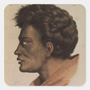 Sticker Carré Natai, un chef maori de baie de brème, Nouvelle