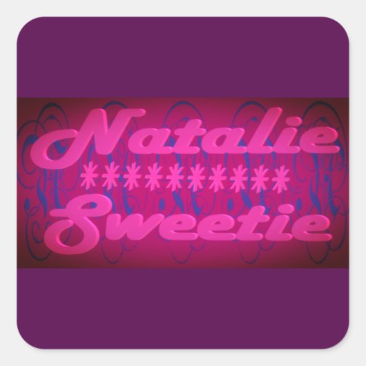 Sticker Carré Natalie Sweetie conception violet profond (Devant)