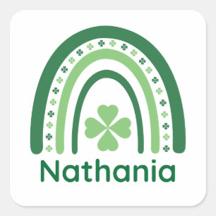 Sticker Carré Nathania Nom Clover Bohème Arc-en-ciel