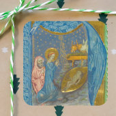 Sticker Carré Nativité de Noël vintage médiévale