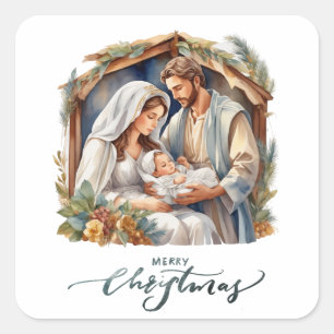 Sticker Carré Nativité Jésus bébé nouveau-né