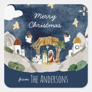 Sticker Carré Nativité noire africaine Noël