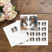 Sticker Carré Nature Brown Chevaux Mariage