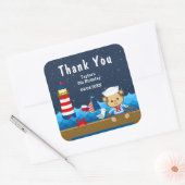 Sticker Carré Nautical Boy Monkey Red Anniversaire Merci (Enveloppe)