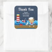Sticker Carré Nautical Boy Monkey Red Anniversaire Merci (Sac)
