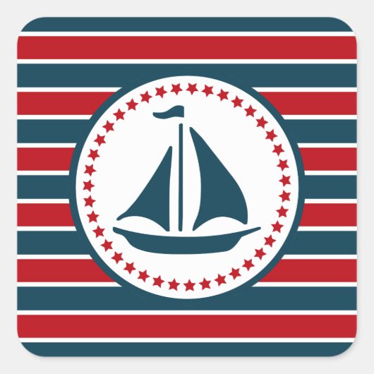 Sticker Carré Nautical design (Devant)