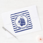 Sticker Carré Nautical Emblem With Sailing Ship (Enveloppe)
