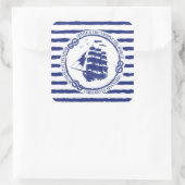 Sticker Carré Nautical Emblem With Sailing Ship (Sac)