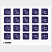 Sticker Carré Nautical Navy Blue Elegant Wedding Enregistrer la (Feuille)