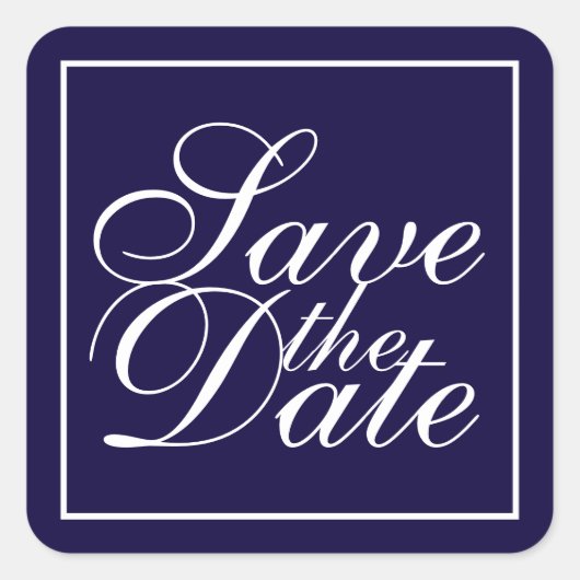 Sticker Carré Nautical Navy Blue Elegant Wedding Enregistrer la (Devant)