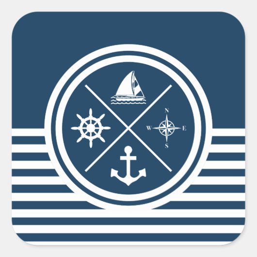 Sticker Carré Nautical themed design (Devant)
