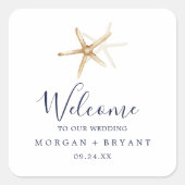 Sticker Carré Nautique moderne | Accueil Mariage Starfish (Devant)